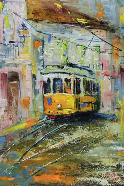 Artistic Travels: Lisbon Yellow Tram II by Nataly Mak