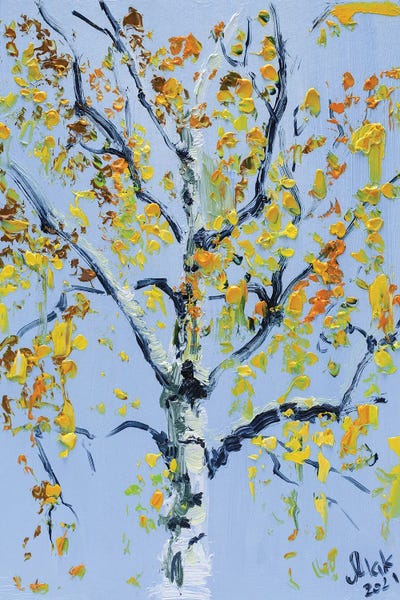 Birch Trees: Autumn Birch Tree by Nataly Mak