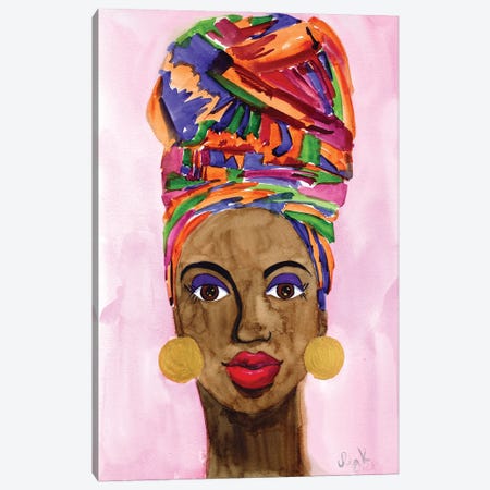 African American Woman Portrait Canvas Print #NTM299} by Nataly Mak Canvas Art Print
