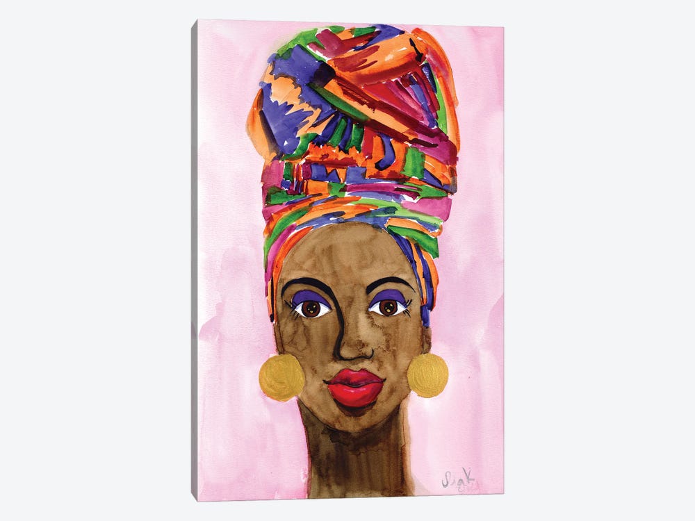 African American Woman Portrait by Nataly Mak 1-piece Canvas Print