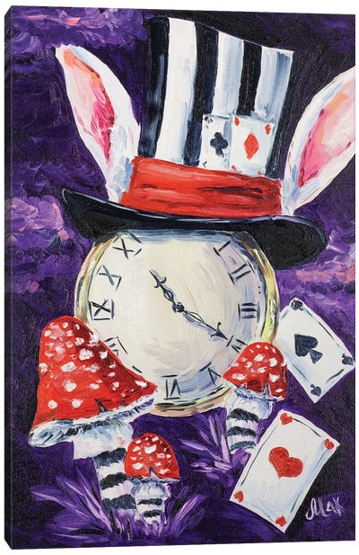 Alice Watch Canvas Art Print - White Rabbit