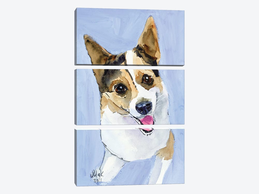 Corgi Dog by Nataly Mak 3-piece Canvas Artwork