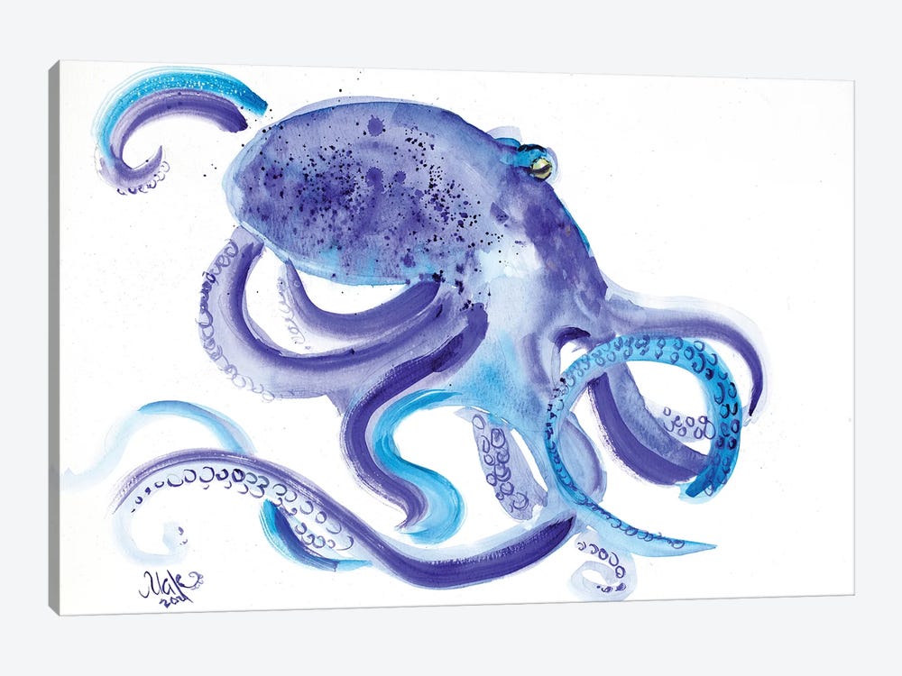 Blue Octopus by Nataly Mak 1-piece Canvas Print