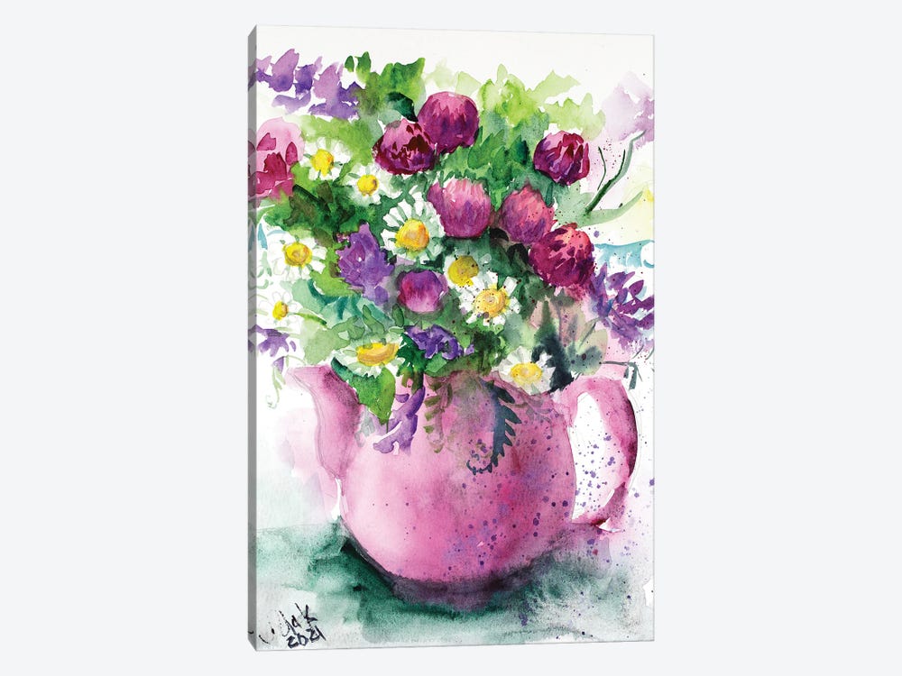 Wildflower Bouquet In Vase by Nataly Mak 1-piece Art Print