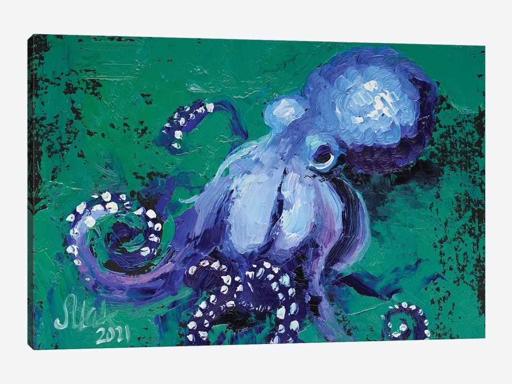 Blue Octopus by Nataly Mak 1-piece Canvas Art