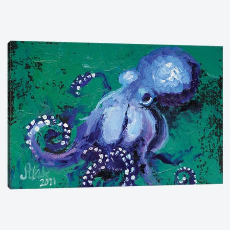 Blue Octopus Canvas Print #NTM315} by Nataly Mak Canvas Art Print