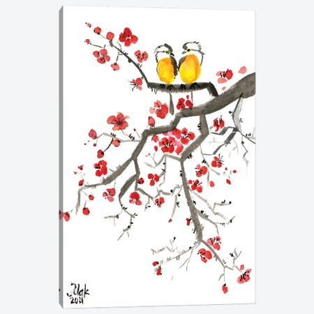 Sakura Japanese Bird Canvas Print #NTM321} by Nataly Mak Canvas Art Print