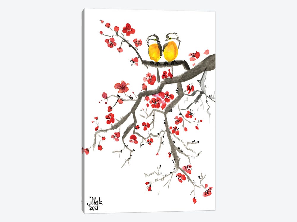 Sakura Japanese Bird by Nataly Mak 1-piece Canvas Art Print