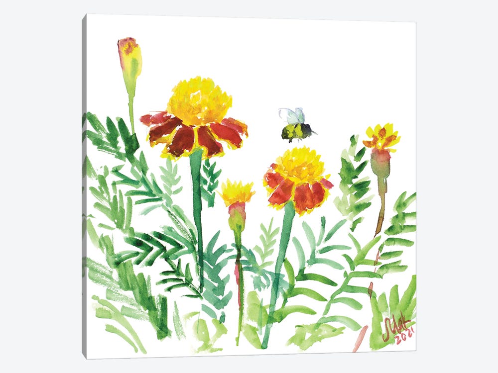 Marigold And Bee by Nataly Mak 1-piece Canvas Artwork