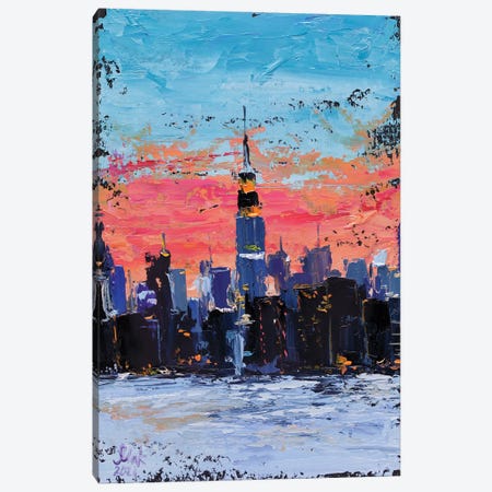New York Skyline Night Canvas Print #NTM323} by Nataly Mak Canvas Print