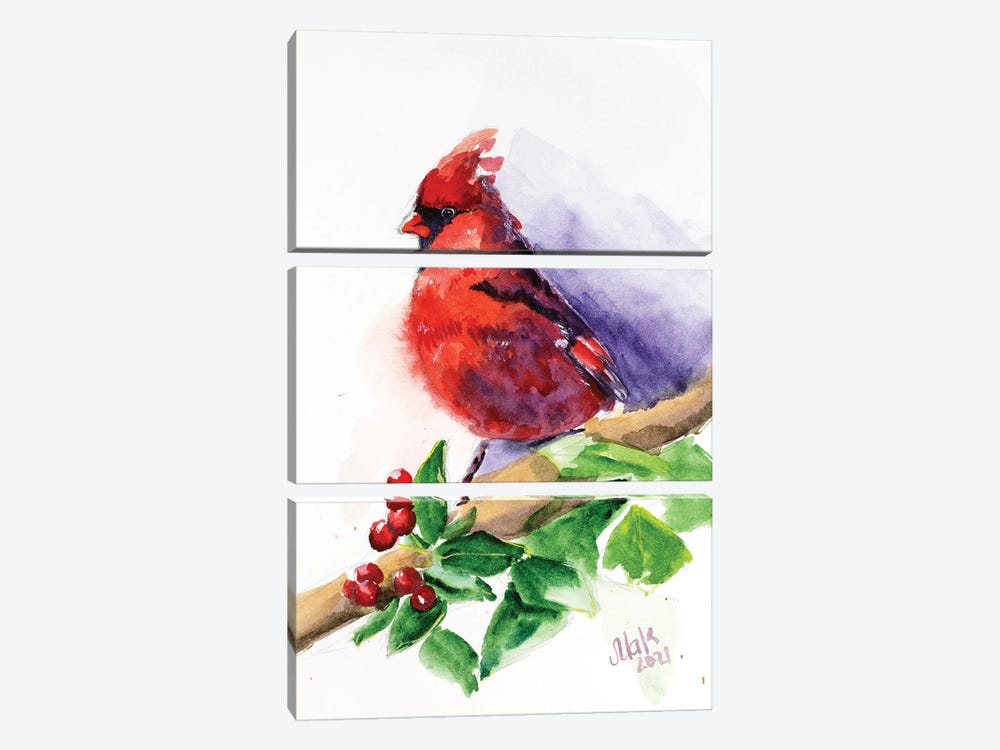 Red Cardinal III by Nataly Mak 3-piece Canvas Art