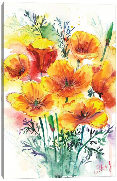 California Poppy Bouquet Canvas Art Print - Nataly Mak