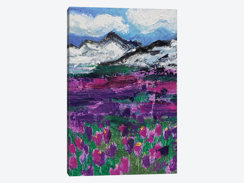 Mountain With Crocus by Nataly Mak 1-piece Canvas Artwork