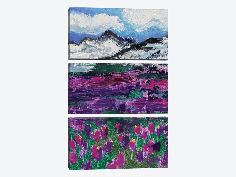 Mountain With Crocus by Nataly Mak 3-piece Canvas Art