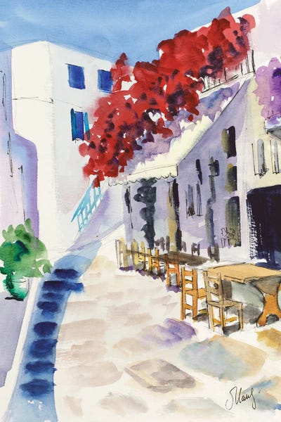 Bougainvillea: Greece Bougainvillea Santorini by Nataly Mak