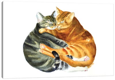 Cats Watercolor Canvas Art Print - Nataly Mak
