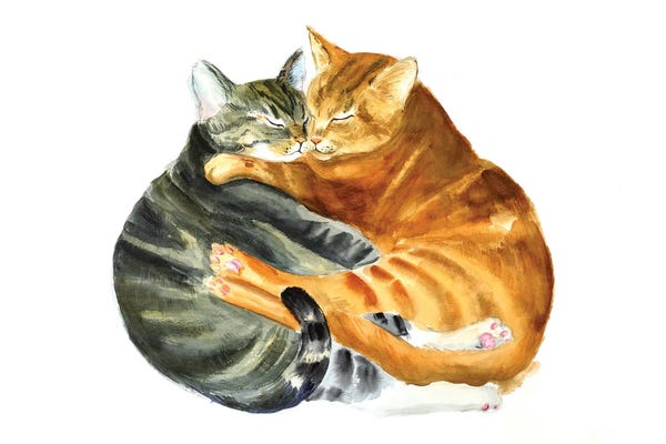 Orange Cats: Cats Watercolor by Nataly Mak