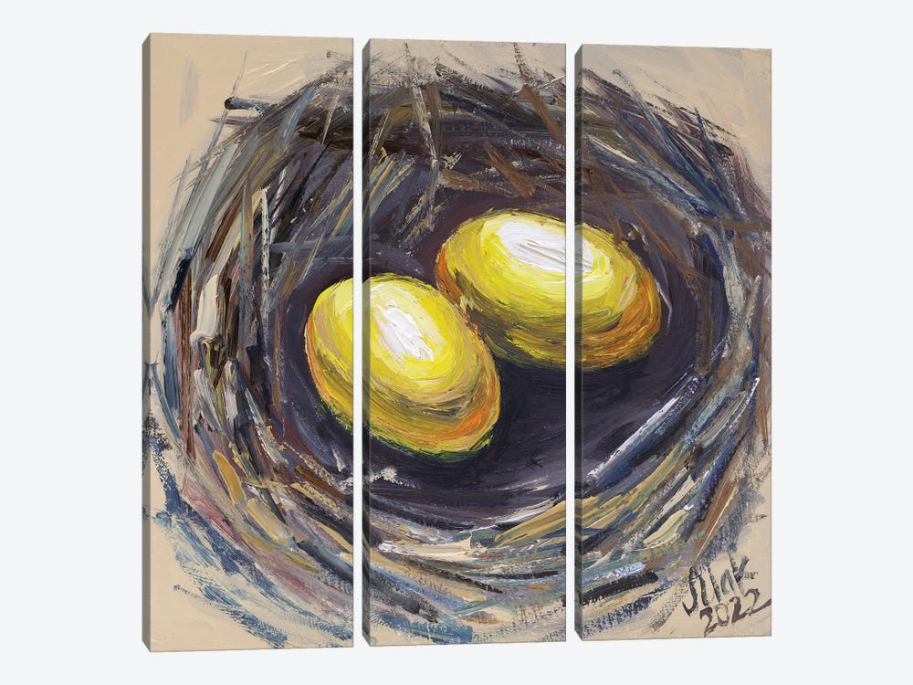 Golden Eggs by Nataly Mak 3-piece Canvas Art Print