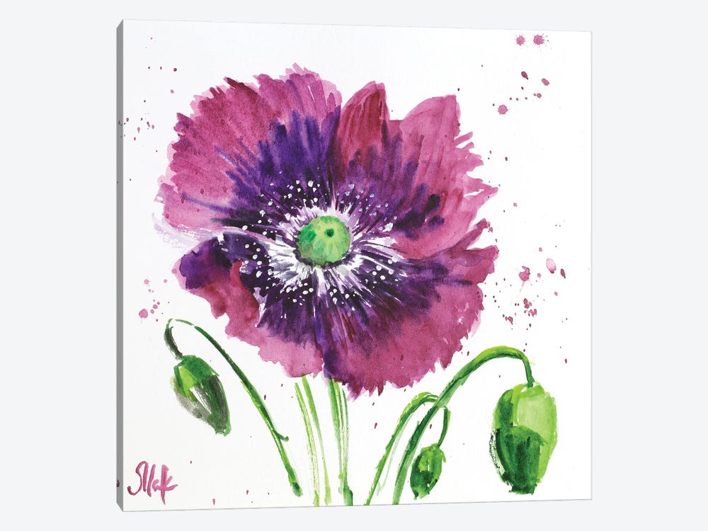 Red Poppy Flowers Watercolor by Nataly Mak 1-piece Canvas Art