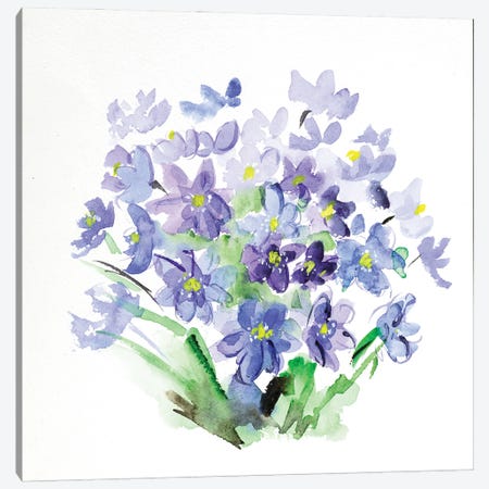 Blue Flowers Canvas Print #NTM36} by Nataly Mak Canvas Print