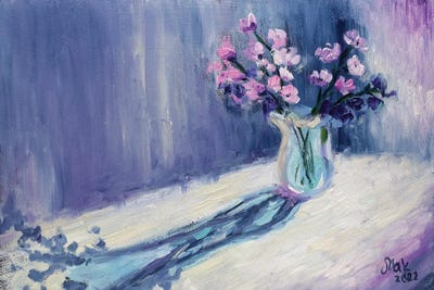 Flowers In Vase Oil Painting by Nataly Mak framed wall art