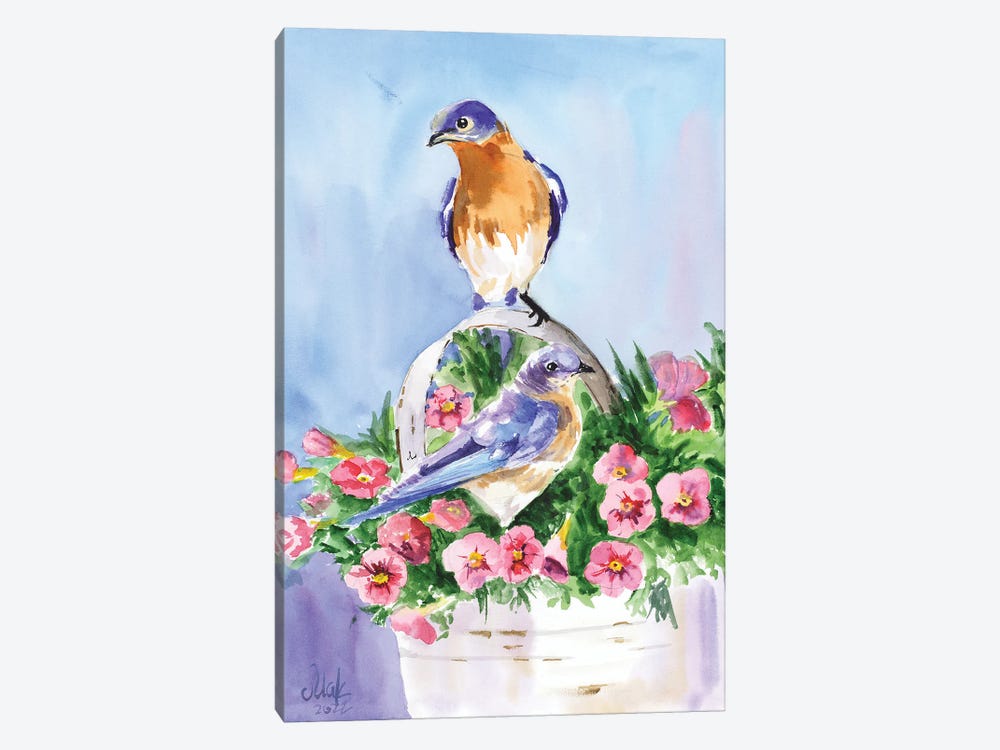Flowers With Birds by Nataly Mak 1-piece Canvas Print