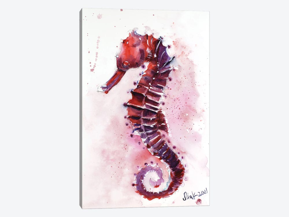 Seahorse Seacreature Watercolor by Nataly Mak 1-piece Canvas Art