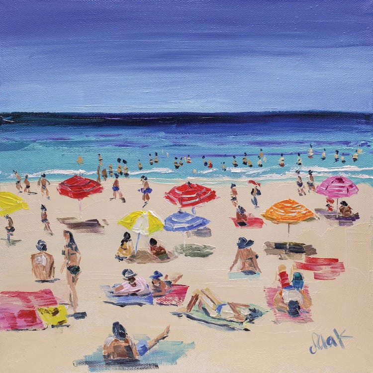 Beach With People Seascape Oil Painting