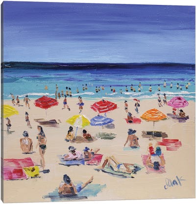 Beach With People Seascape Oil Painting Canvas Art Print - Nataly Mak