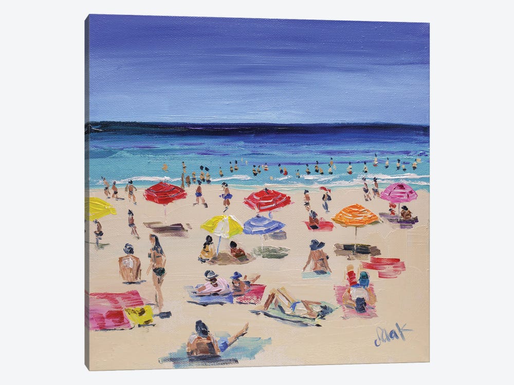 Beach With People Seascape Oil Painting by Nataly Mak 1-piece Canvas Art Print