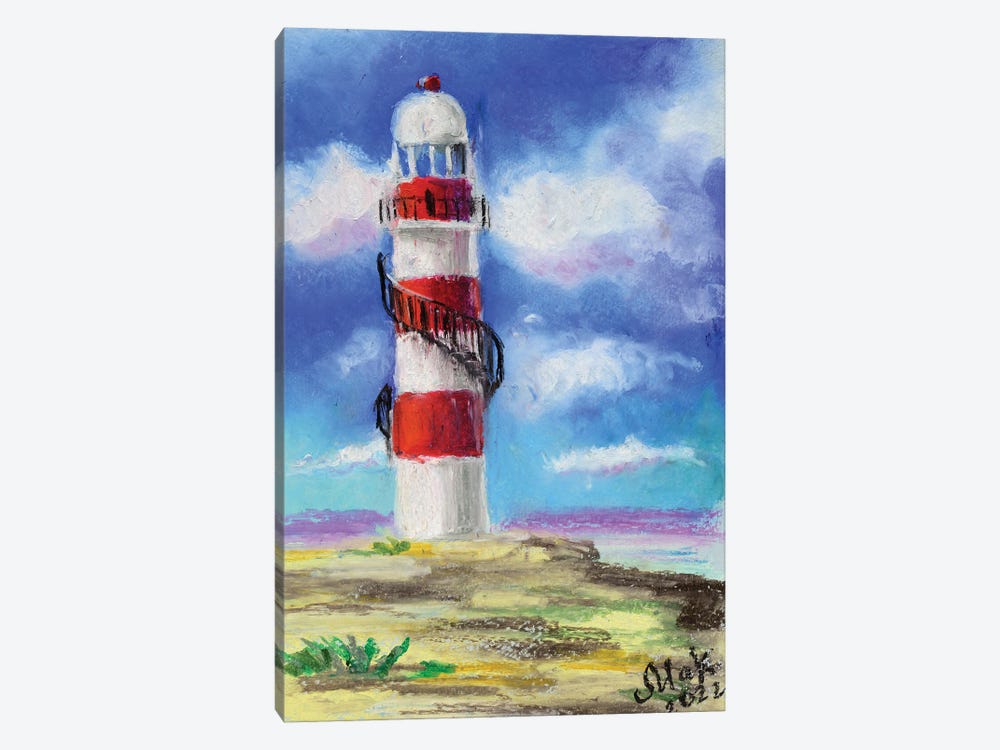 Lighthouse Pastel Art by Nataly Mak 1-piece Canvas Artwork