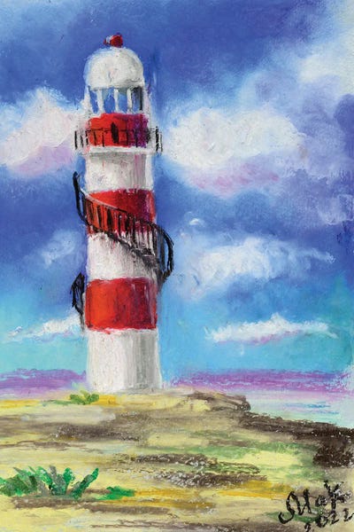 Nataly Mak: Lighthouse Pastel Art by Nataly Mak