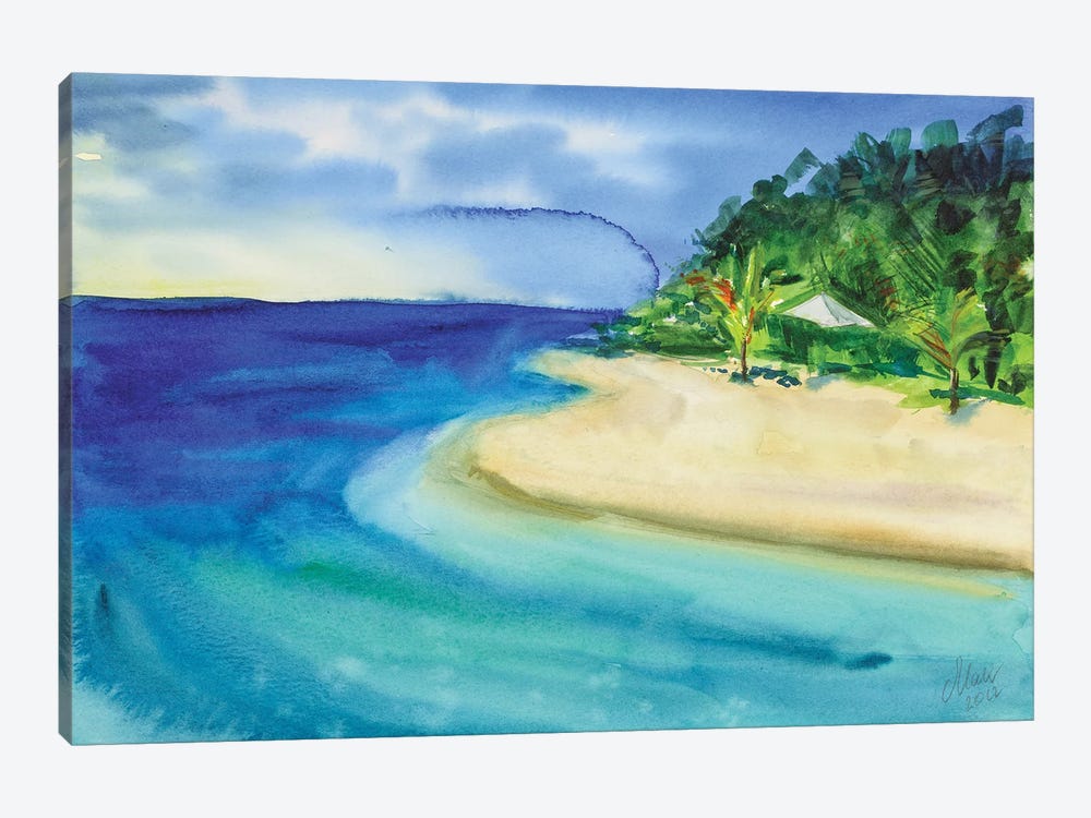 Maldives Beach Watercolor by Nataly Mak 1-piece Canvas Print