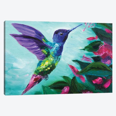 Hummingbird And Fuchsia Canvas Print #NTM38} by Nataly Mak Canvas Artwork