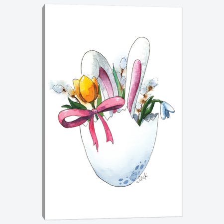 Easter Watercolor Bunny In Egg Canvas Print #NTM393} by Nataly Mak Canvas Wall Art