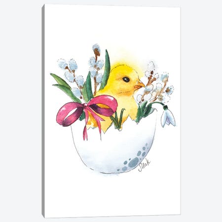 Easter Watercolor Chick In Egg Canvas Print #NTM394} by Nataly Mak Canvas Art Print