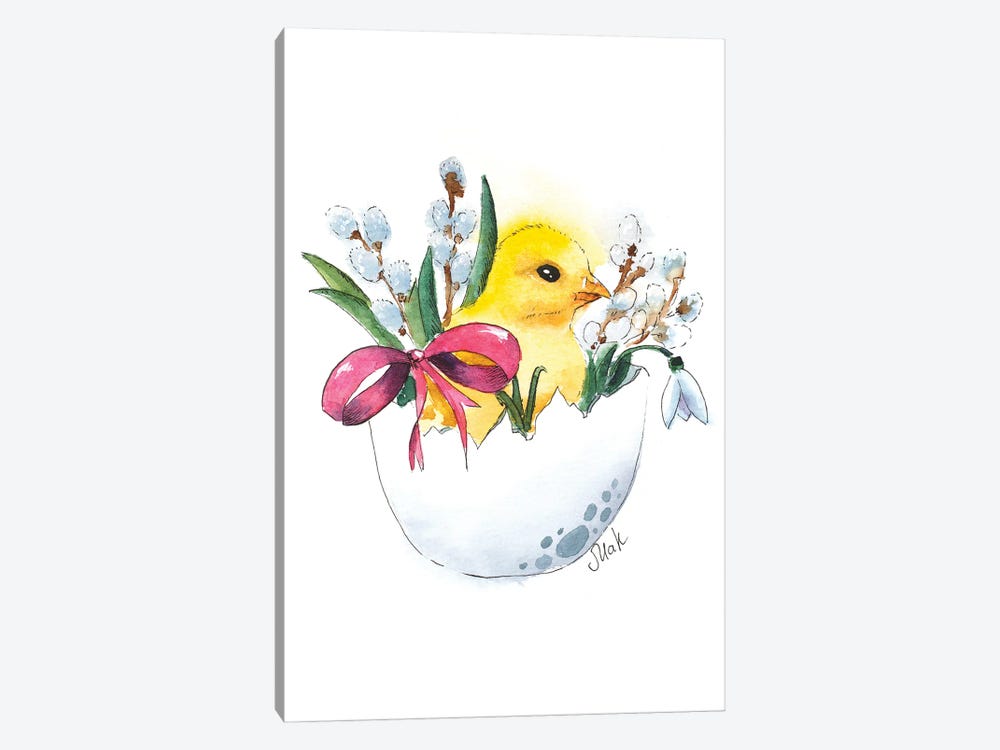 Easter Watercolor Chick In Egg by Nataly Mak 1-piece Art Print