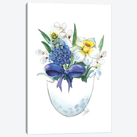 Easter Watercolor Flowers In Egg Canvas Print #NTM395} by Nataly Mak Art Print