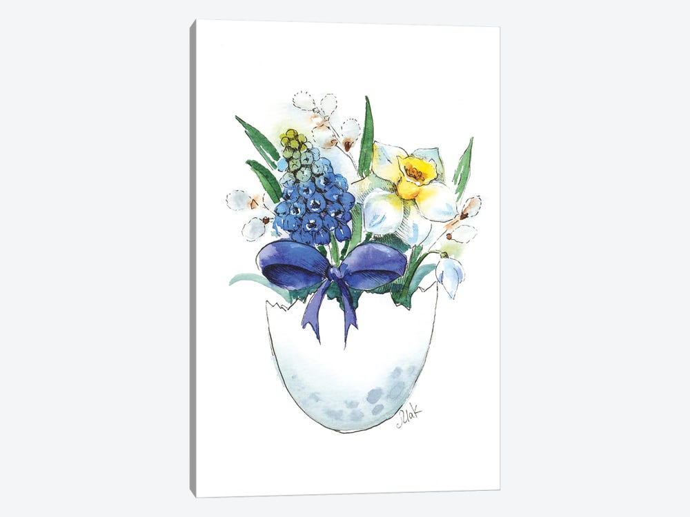 Easter Watercolor Flowers In Egg by Nataly Mak 1-piece Canvas Wall Art