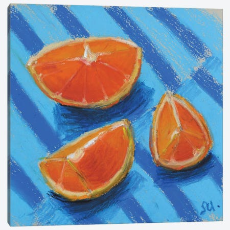 Orange Fruit Oil Pastel Canvas Print #NTM398} by Nataly Mak Canvas Artwork