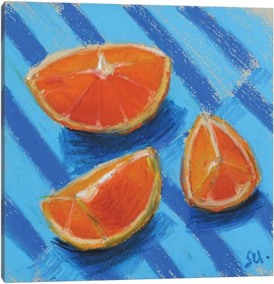Orange Fruit Oil Pastel Canvas Art Print - Orange Art