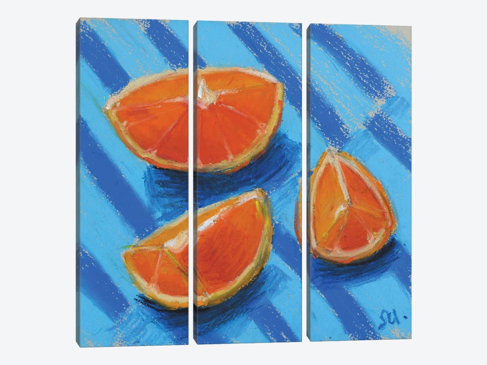 Orange Fruit Oil Pastel by Nataly Mak 3-piece Canvas Print