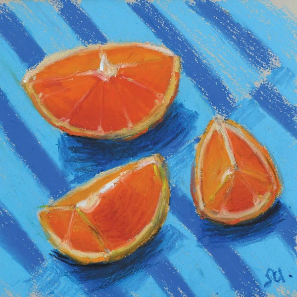 Nataly Mak: Orange Fruit Oil Pastel by Nataly Mak