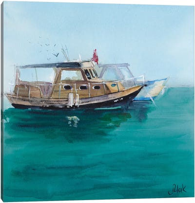 Italy Painting Boat Art Seascape Watercolor Portofino Canvas Art Print - Mediterranean Décor