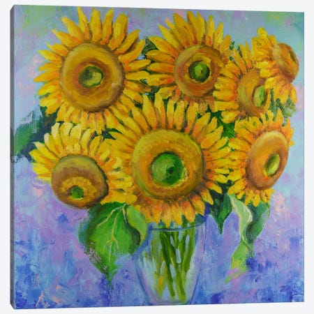 Sunflowers Bouquet Oil Painting Canvas Print #NTM402} by Nataly Mak Canvas Art