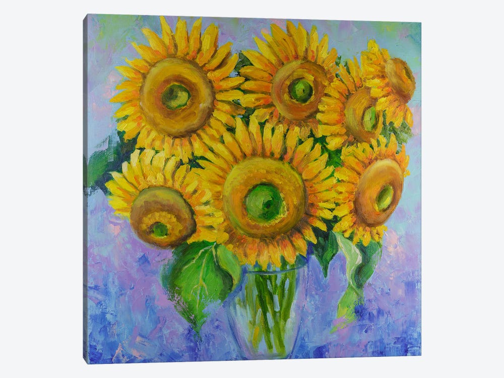 Sunflowers Bouquet Oil Painting by Nataly Mak 1-piece Canvas Art Print