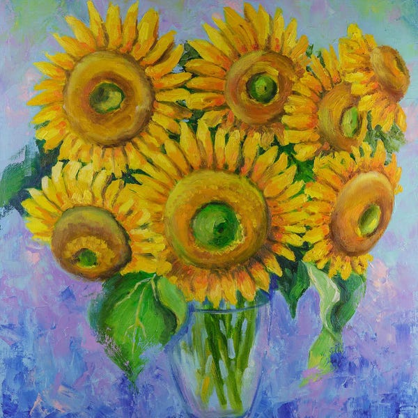 Fine Art Print: Sunflowers Bouquet Oil Painting by Nataly Mak