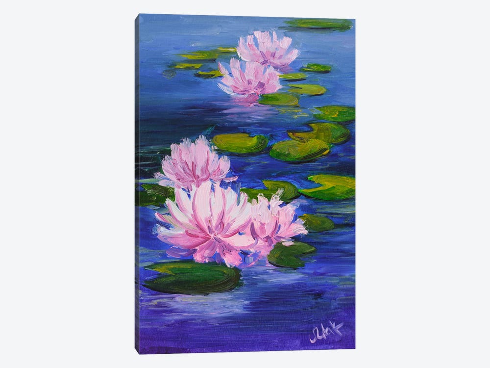Water Lily Oil Painting Lotus by Nataly Mak 1-piece Canvas Wall Art