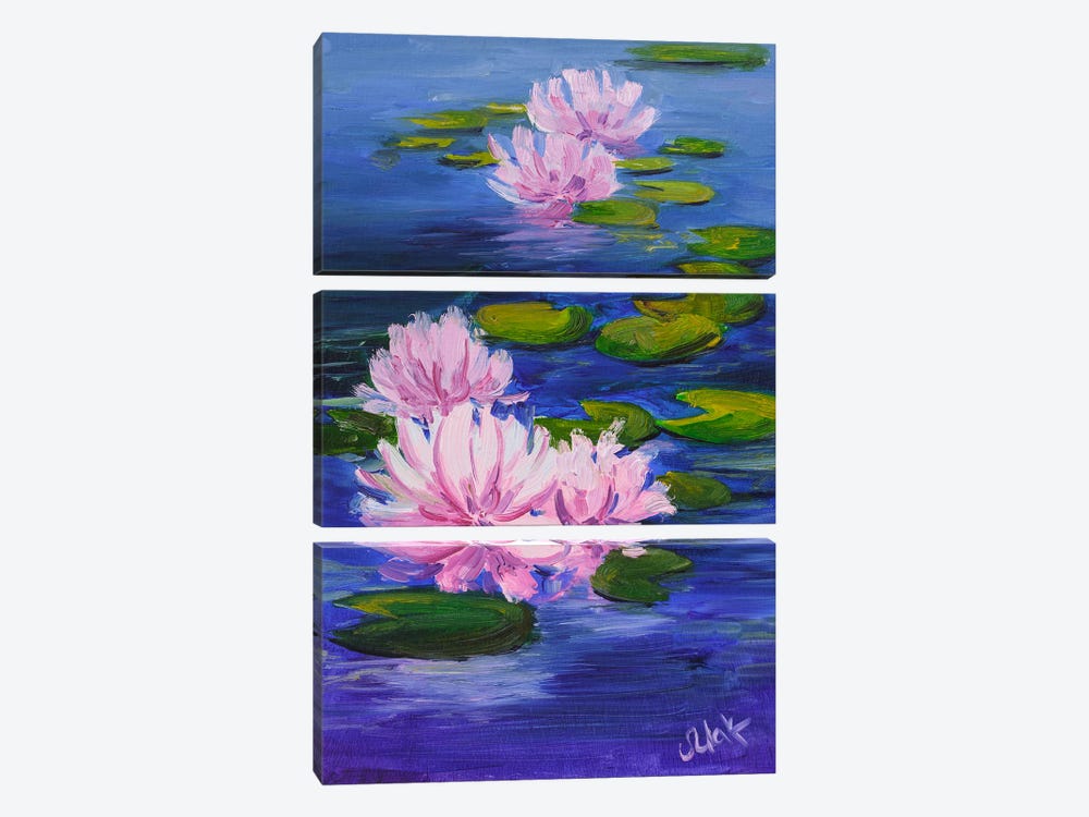 Water Lily Oil Painting Lotus by Nataly Mak 3-piece Canvas Art