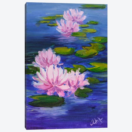 Water Lily Oil Painting Lotus Canvas Print #NTM403} by Nataly Mak Canvas Wall Art